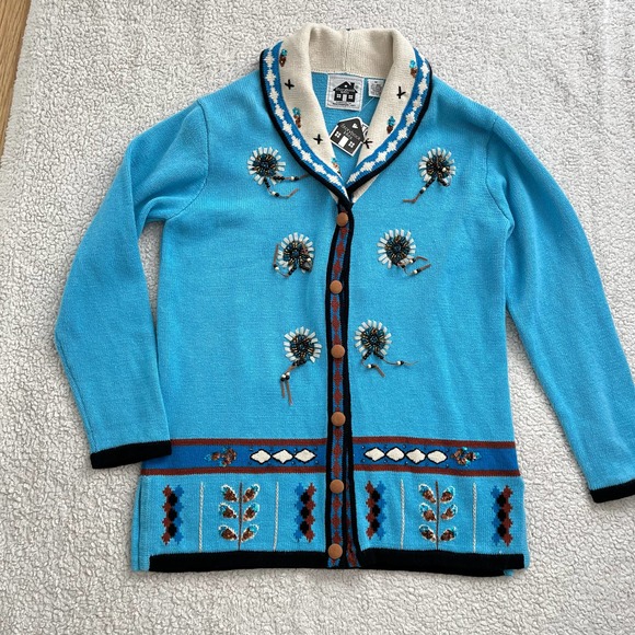 Native American Themed Vintage Dead Stock Cardigan new with Tags Women Size S - Picture 8 of 9